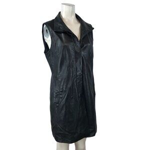 COLE HAAN  - WOMEN'S 8 - BLACK GENUINE LAMBSKIN BUTTON UP DUSTER VEST